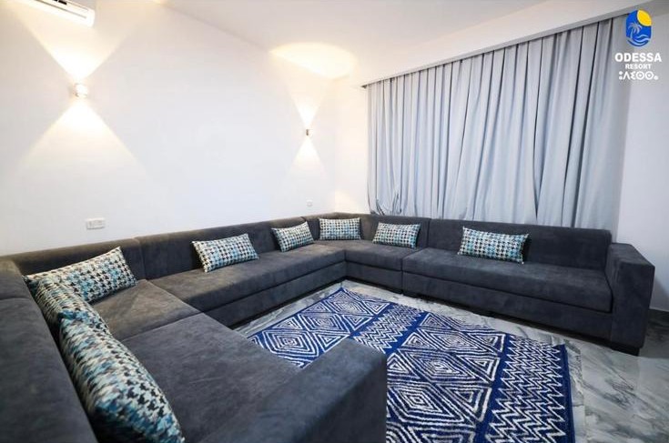 Extra living room with large sectional sofa